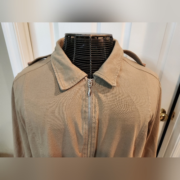 ERIN LONDON size 1X full zip cotton/spandex lightweight jacket. Olive green - Picture 4 of 8